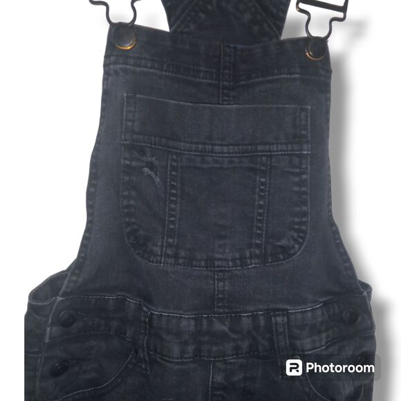 Blue Spice Black Distressed Denim Overalls-Size 0-Skinny Leg-Pockets-Adjustable - Picture 3 of 11